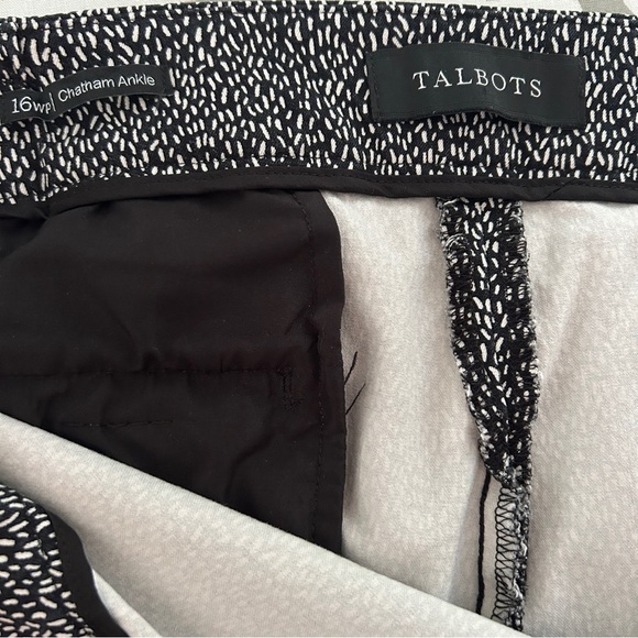 Talbots Chatham Ankle Pants Black and White Falling Lines Print size 16W Petite - Picture 13 of 16